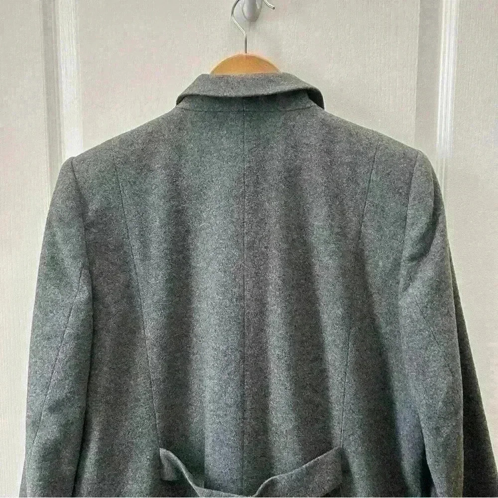 Vintage Wool Blend Pea Coat Single Breasted Neutral Classic Grey Size 10 Petite - Picture 9 of 16